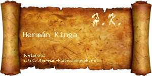 Hermán Kinga névjegykártya
